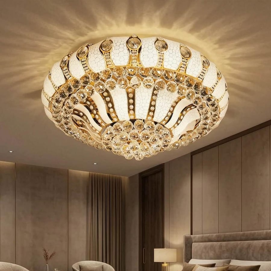 لطش قزاز وكريستال بتصميم ملكي فاخر – ذهبي 80 سم