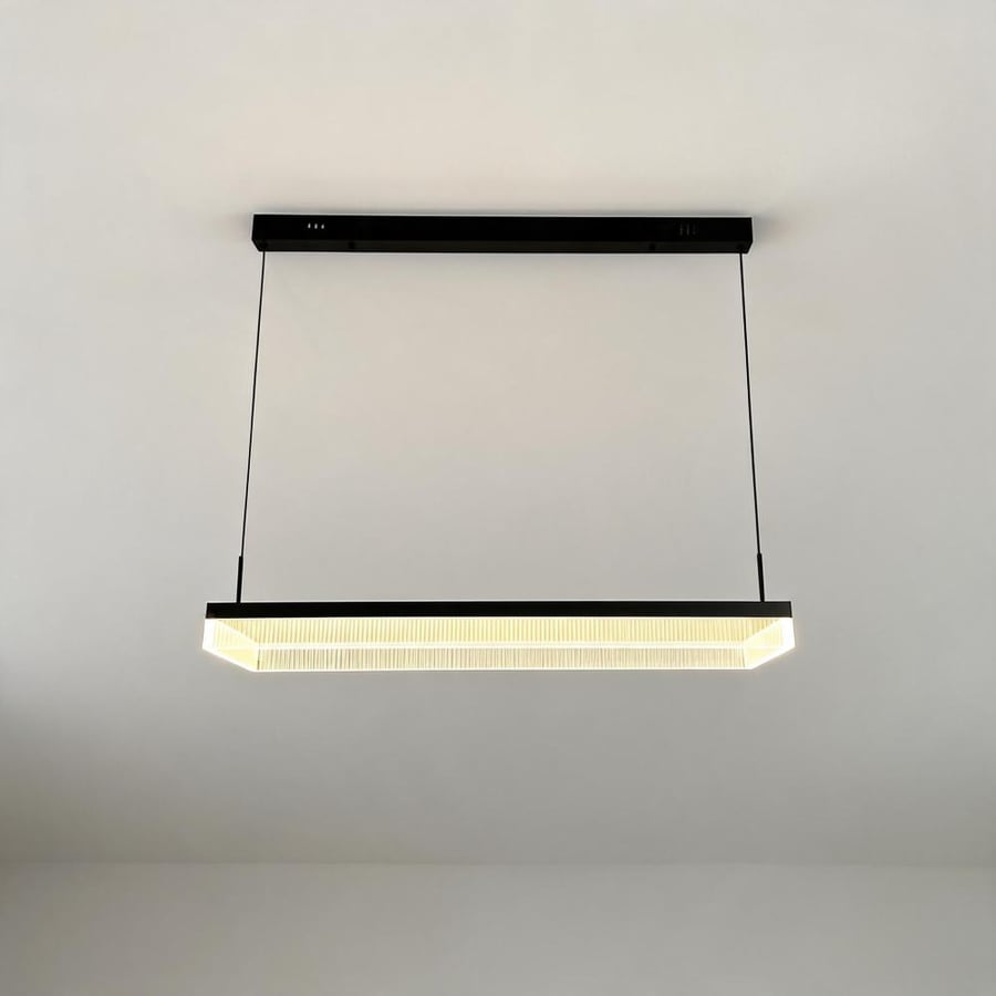 نجفة مودرن مستطيلة LED باللون الأسود – أبعاد 80×40 سم