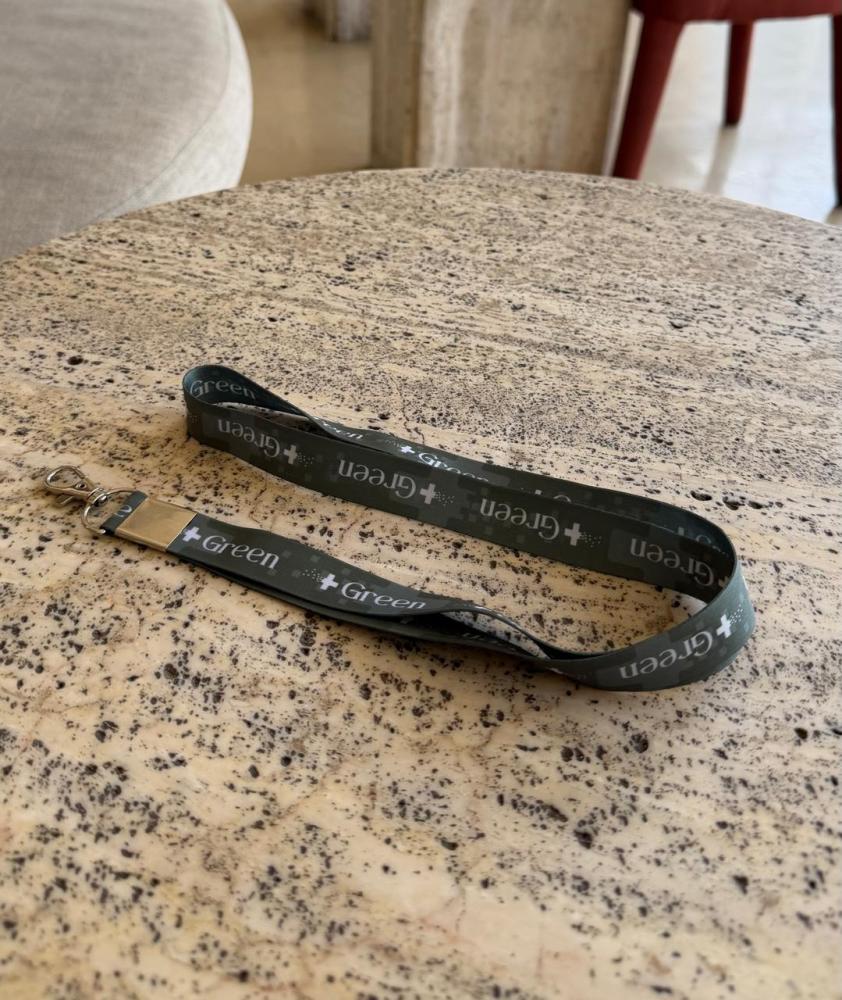 Green logo polyester lanyard - green color