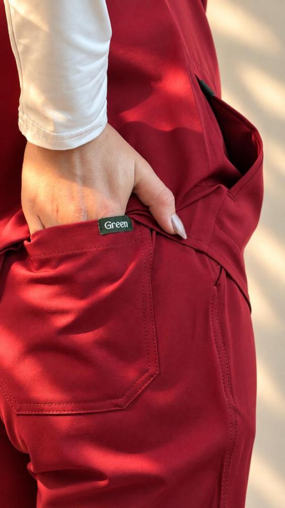 Green Scrub - Burgundy