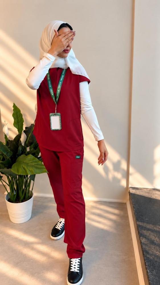 Green Scrub - Burgundy