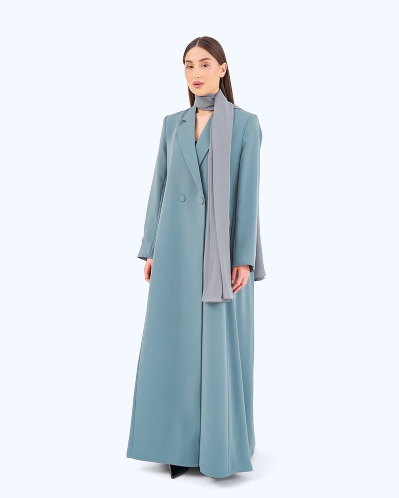 Dark Mint Green Crepe Suit-inspired Abaya