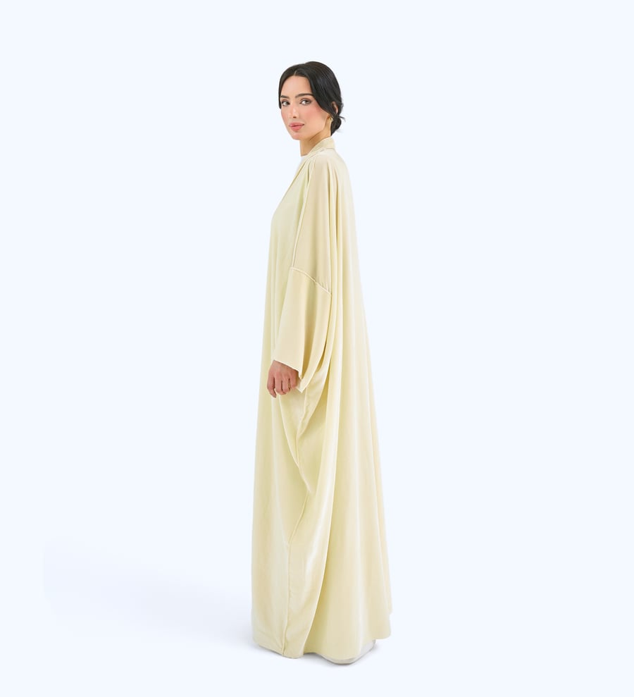 Off White Velvet Bisht Abaya