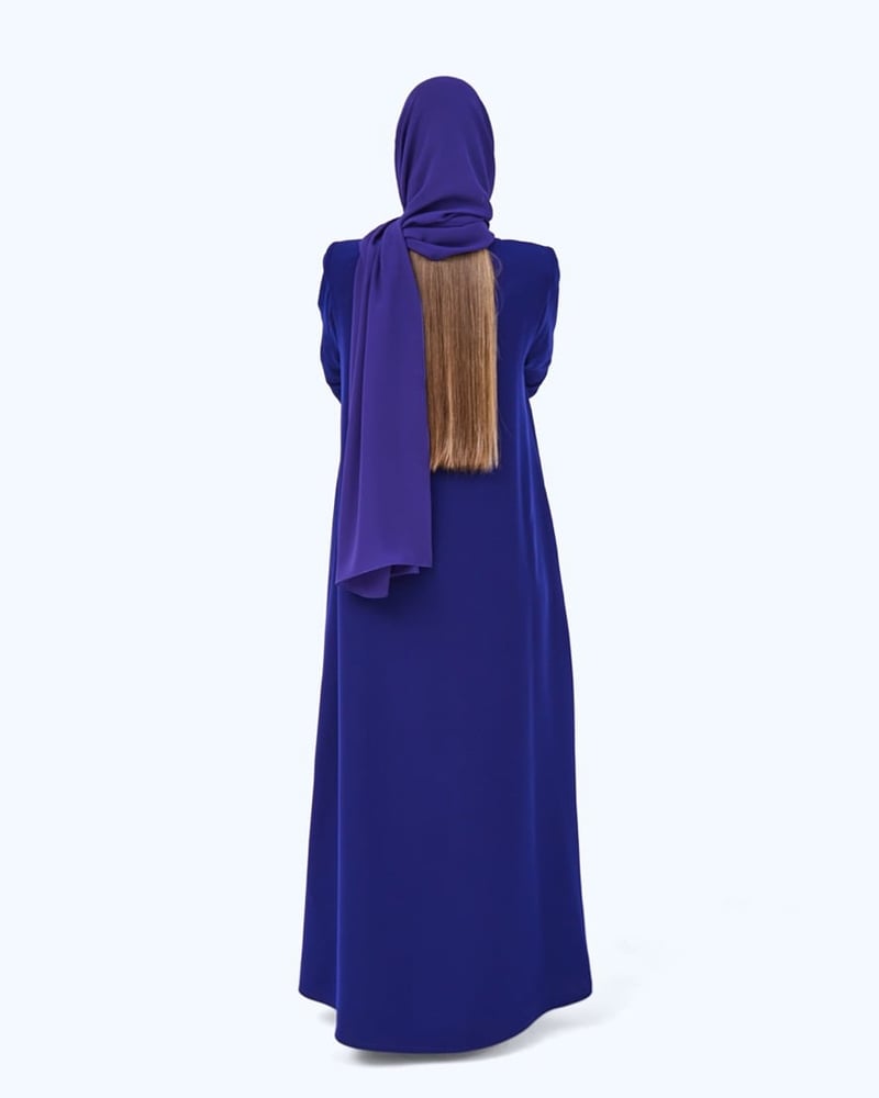Royal Blue Crepe High Neck Abaya