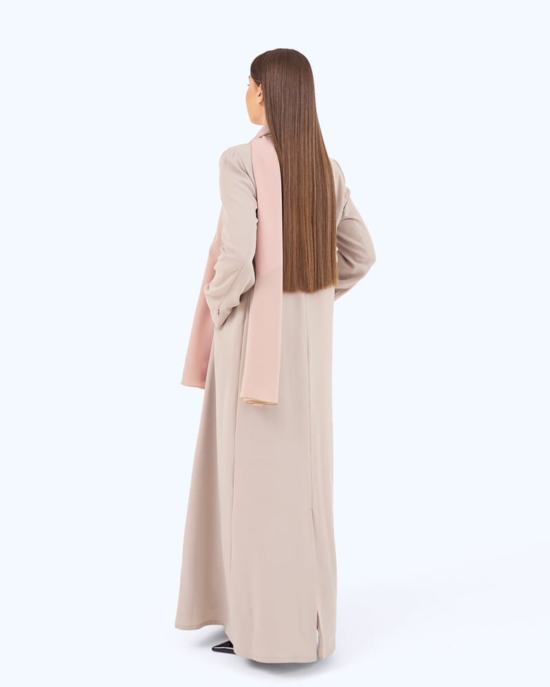 Warm Grey Crepe Suit-inspired Abaya