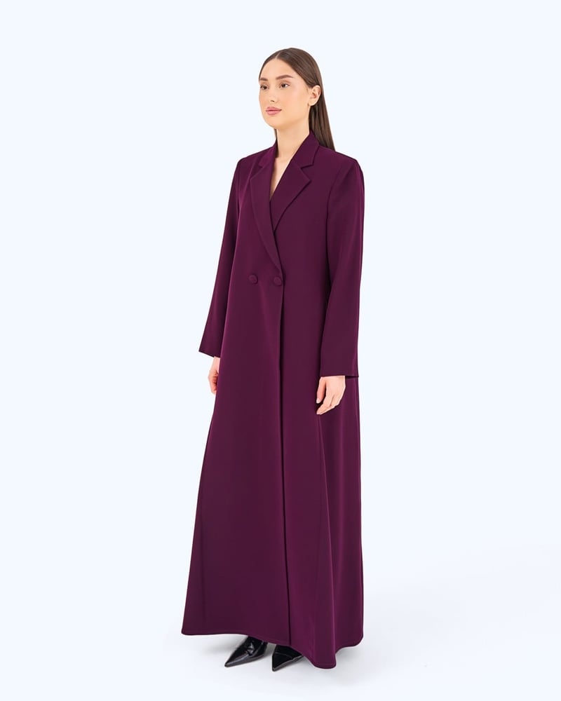 Aubergine Purple Crepe Suit-inspired Abaya
