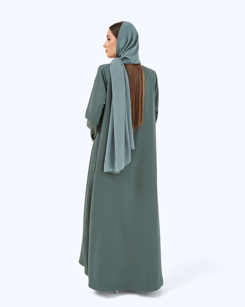 Olive Green Crepe High Neck Abaya