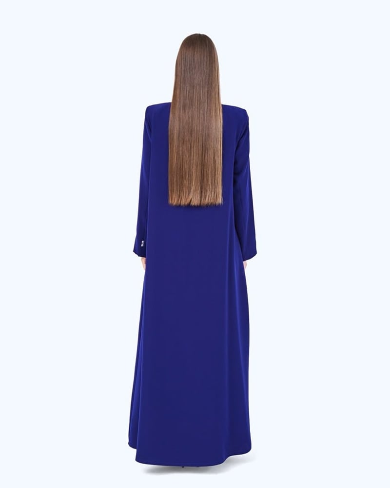 Royal Blue Crepe High Neck Abaya