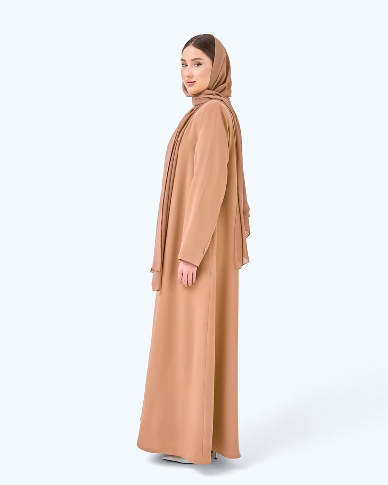 عباية كريب بياقة عالية بني برونزي