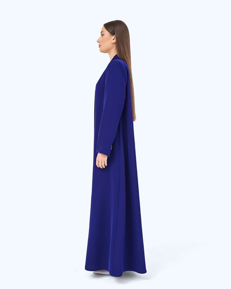 Royal Blue Crepe High Neck Abaya