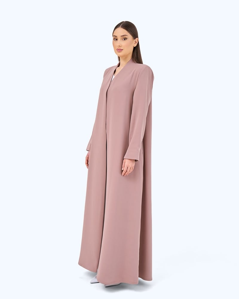 Nude Brown Crepe High Neck Abaya
