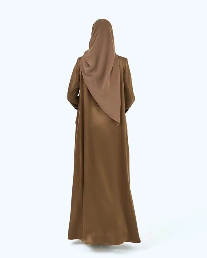 Olive Green Crepe Satin High Neck Abaya