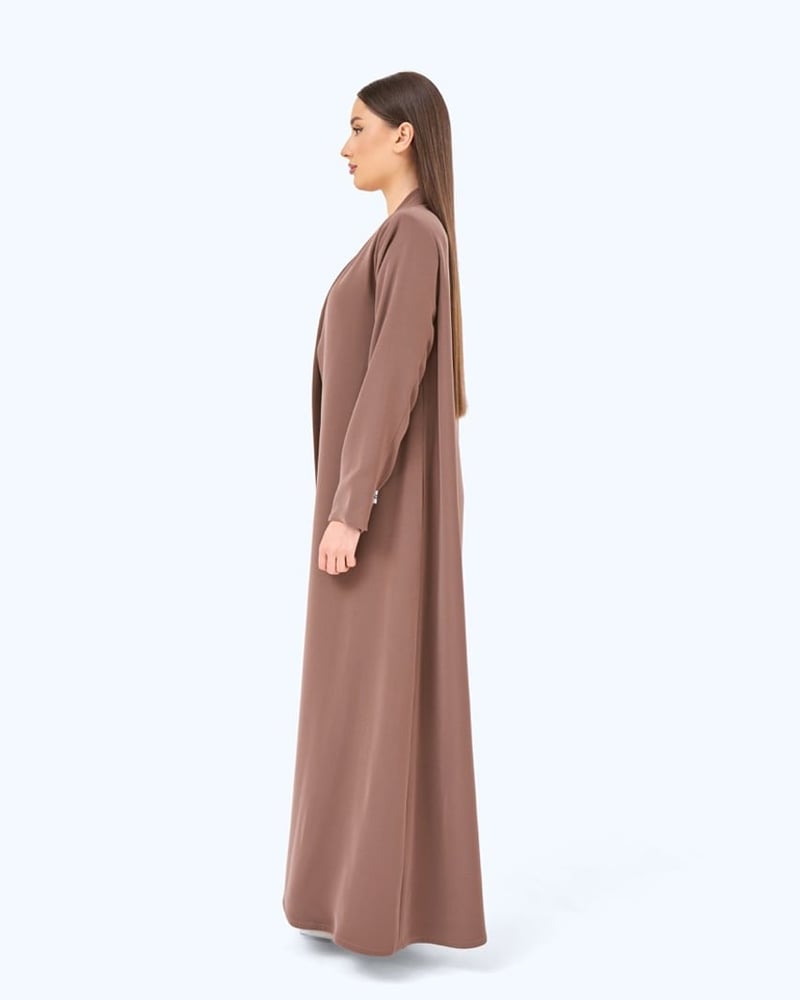 Brown Crepe High Neck Abaya