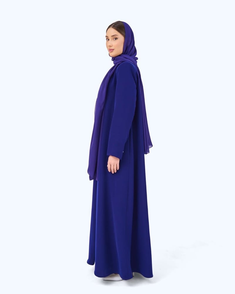 Royal Blue Crepe High Neck Abaya
