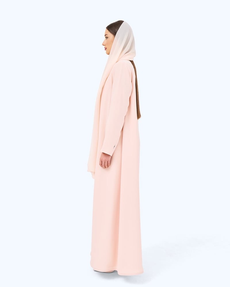 Peach Crepe High Neck Abaya