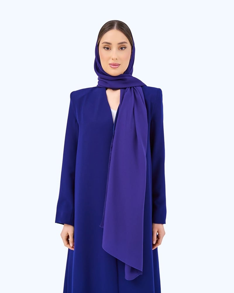 Royal Blue Crepe High Neck Abaya