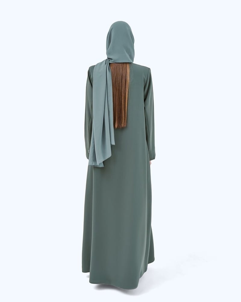 Olive Green Crepe High Neck Abaya