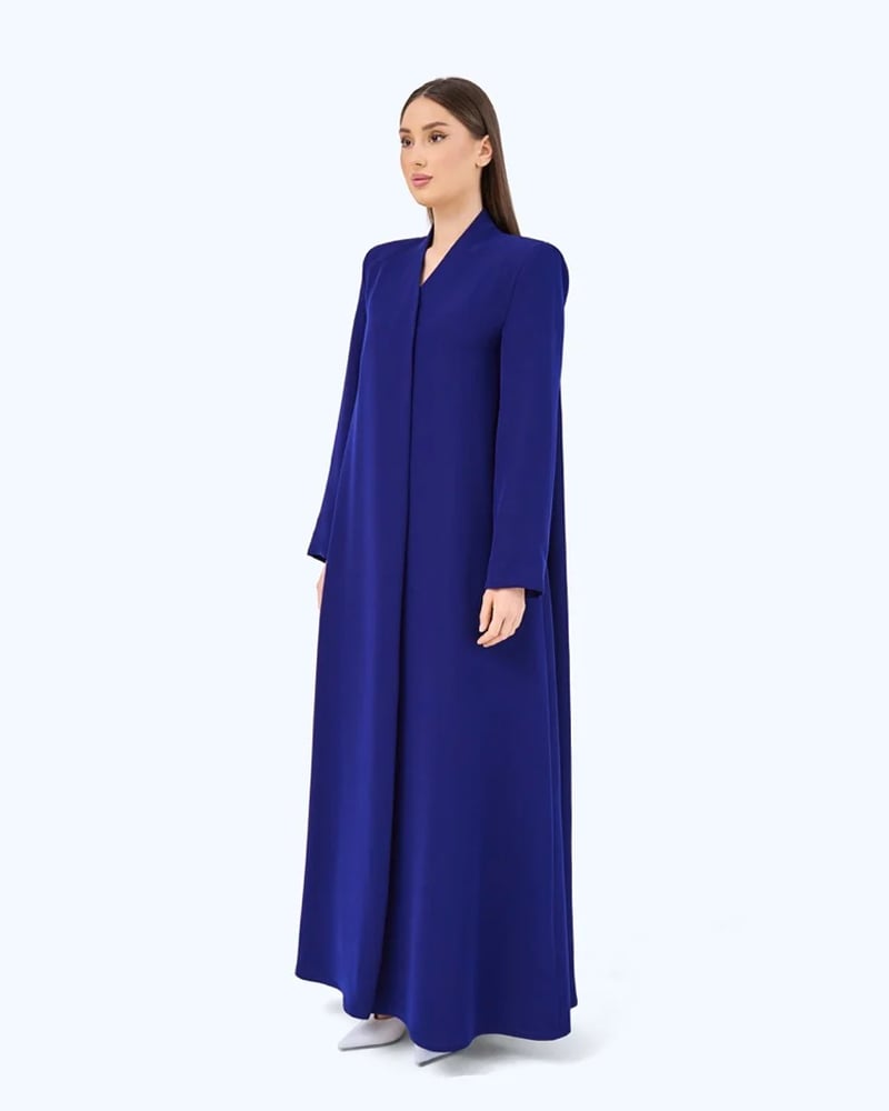 Royal Blue Crepe High Neck Abaya