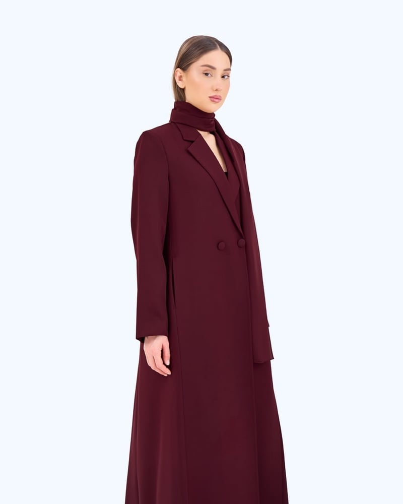 Maroon Crepe Suit-inspired Abaya
