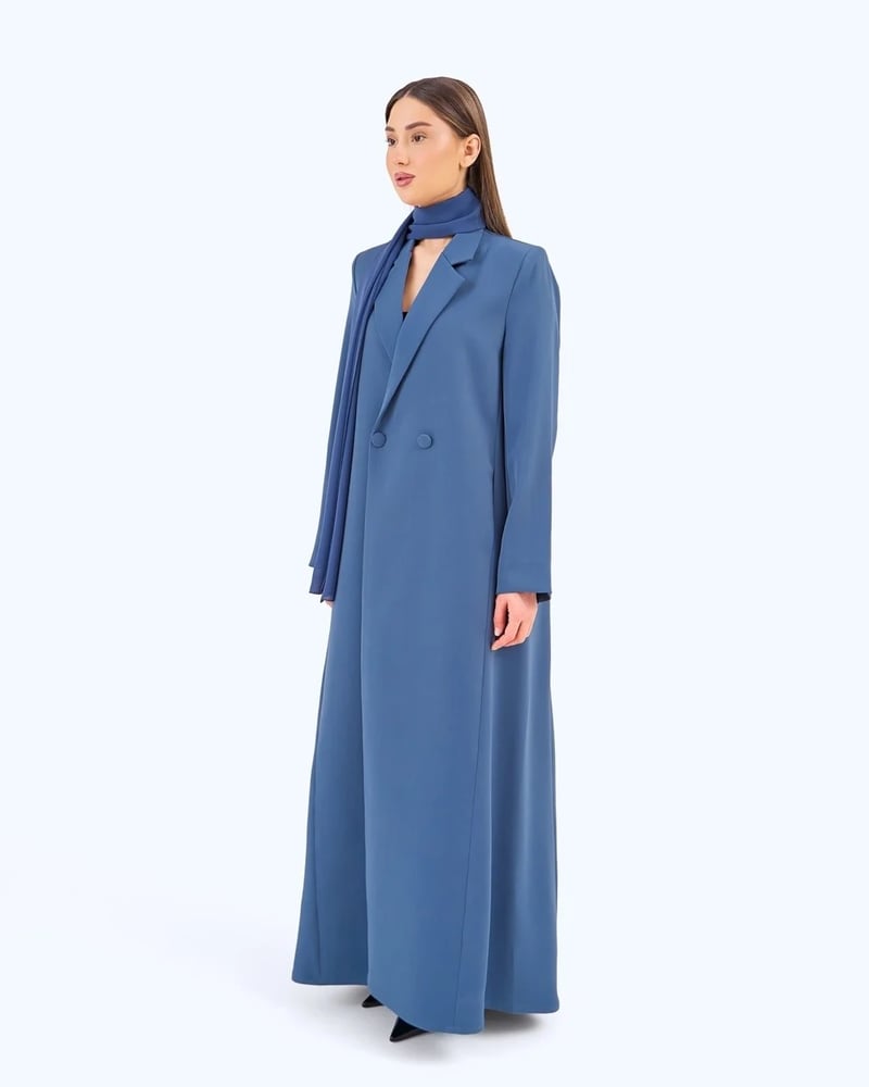 Aqua Blue Crepe Suit-inspired Abaya