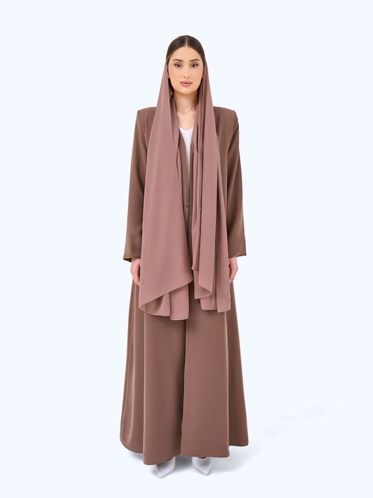 Brown Crepe High Neck Abaya