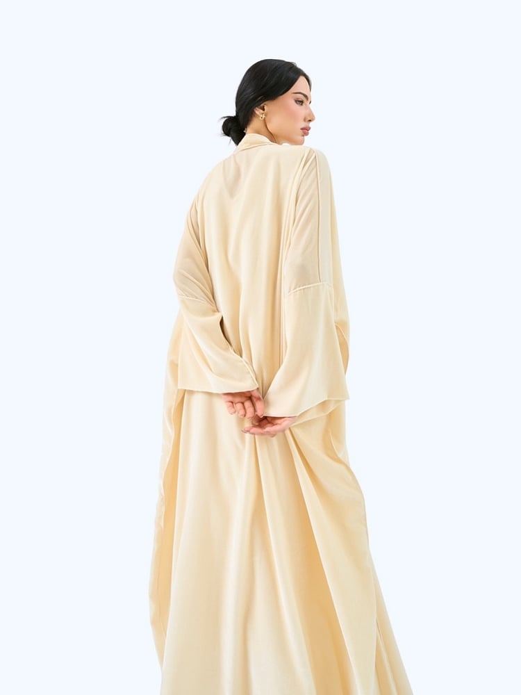 Off White Velvet Bisht Abaya