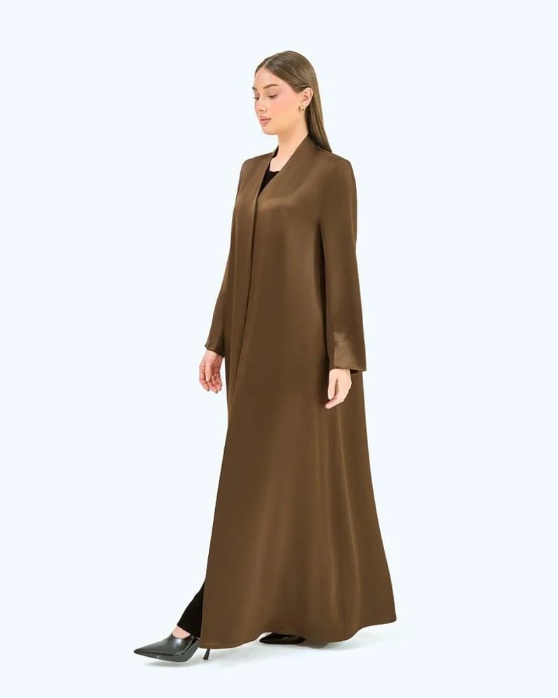 Olive Green Crepe Satin High Neck Abaya