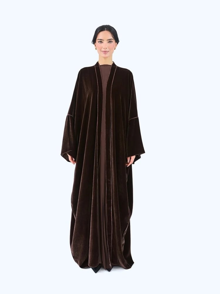 Brown Velvet Bisht Abaya