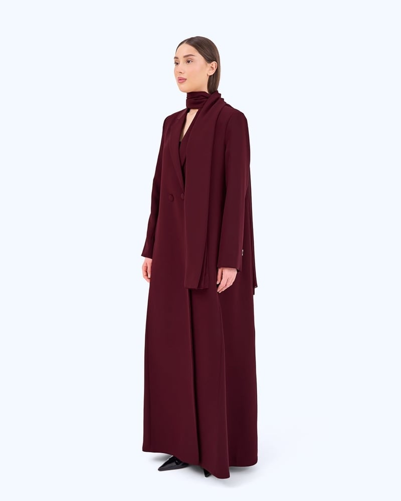Maroon Crepe Suit-inspired Abaya