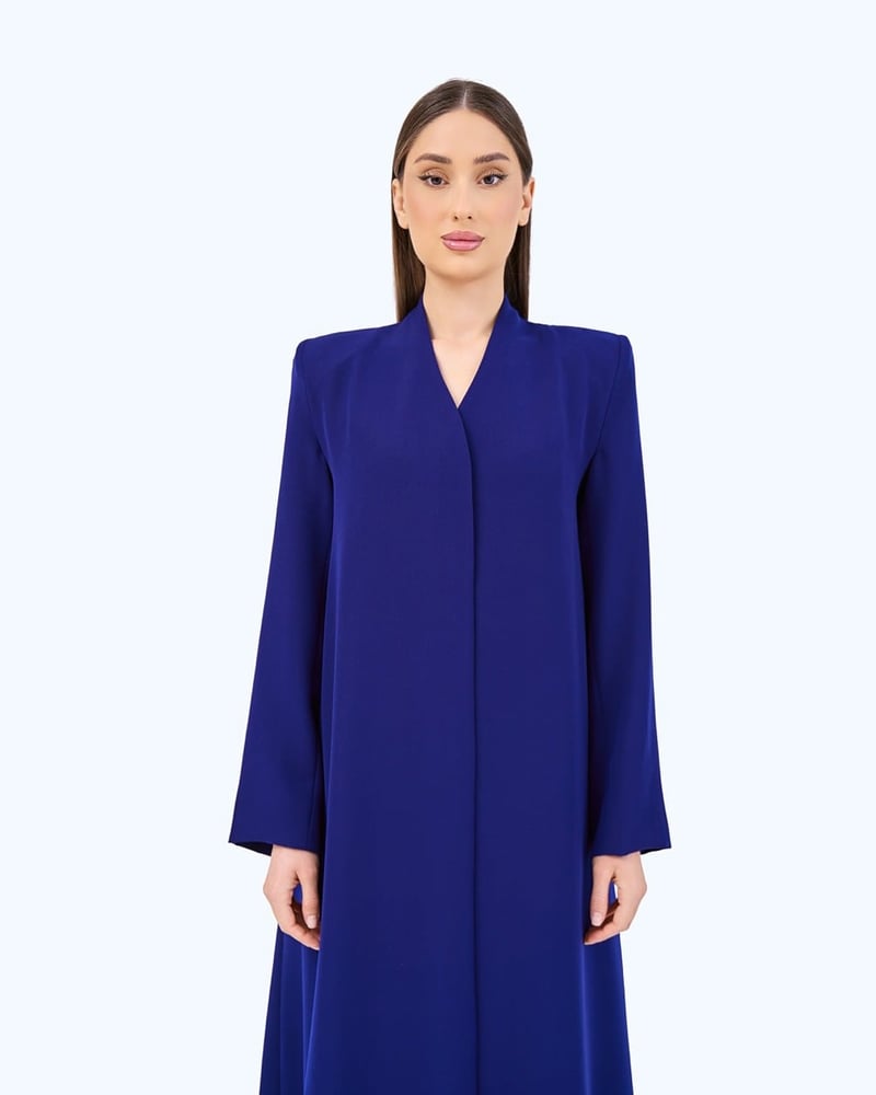 Royal Blue Crepe High Neck Abaya