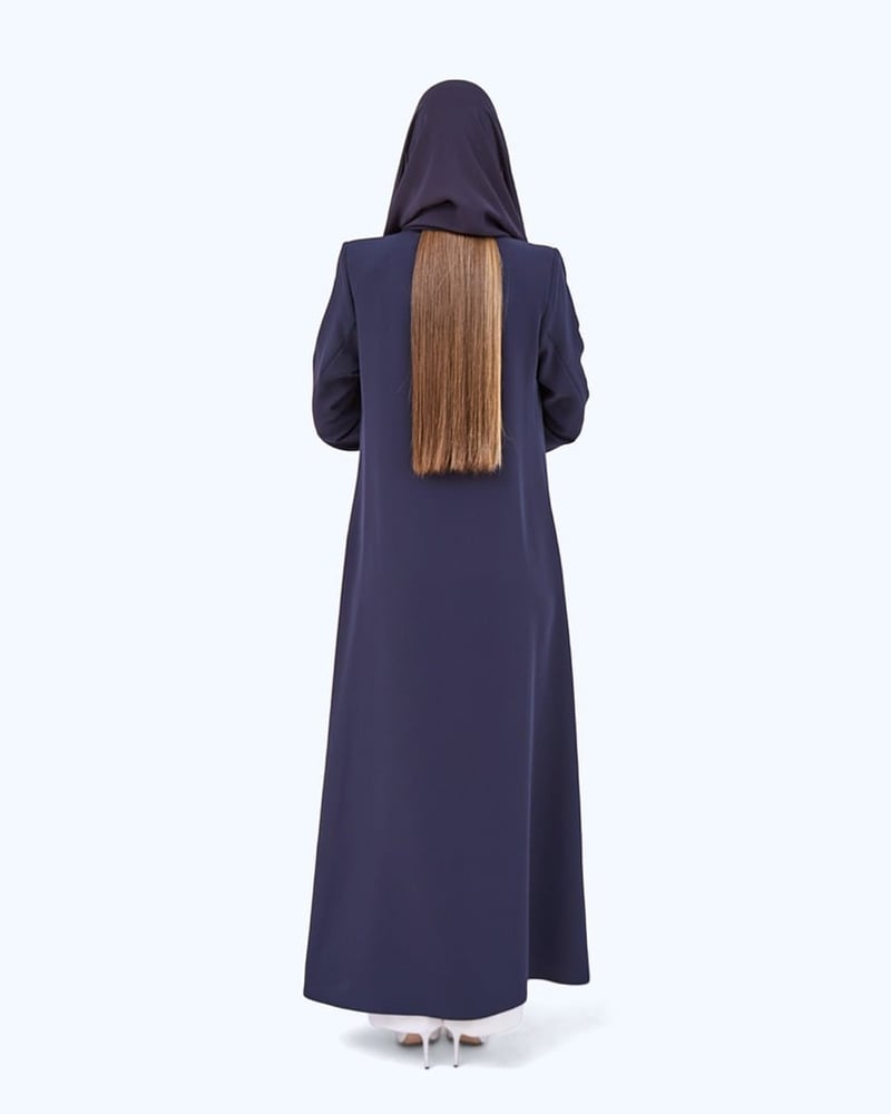 Teal Blue Crepe High Neck Abaya