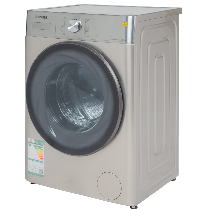 Fisher home automatic front washing machine 10 kg drying 75% - 1400 RPM silver - FAWMF-MBS10SN