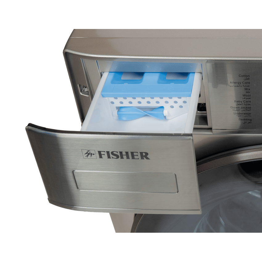 Fisher home automatic front washing machine 10 kg drying 75% - 1400 RPM silver - FAWMF-MBS10SN
