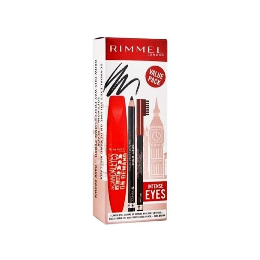ريميل لندن مجموعة مكياج سكاندل ماسكارا + سوفت كحل + قلم حواجب