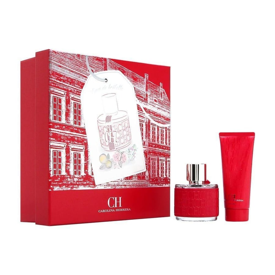 طقم كارولينا هيريرا CH النسائي الاحمر تواليت (عطر 100مل+بودي لوشن100مل)
