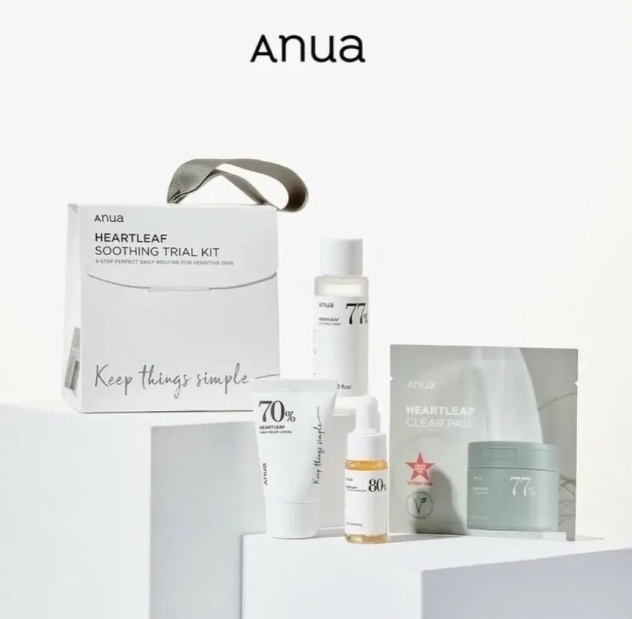 مجموعة العناية والترطيب الكورية من أنوا (Anua) - 4 منتجات