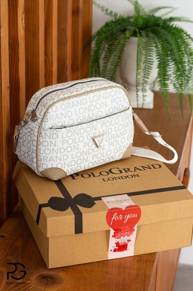 POLOGRAND London حقيبة كتف نسائية أنيقة من الجلد الناعم الفاخر الأصلي مع صندوق خاص وحزام متقاطع سميك ومريح