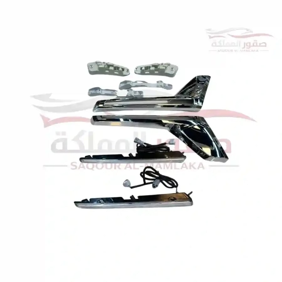 طقم زينة كشافات أمامية كروم مع LED سحاب لاندكروزر LC200 2016 2021