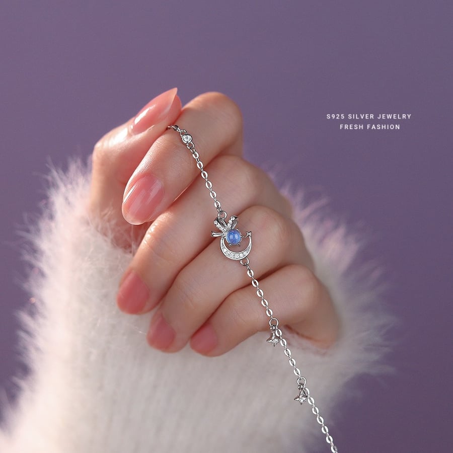 Moon star bracelet, 925 alloy silver
