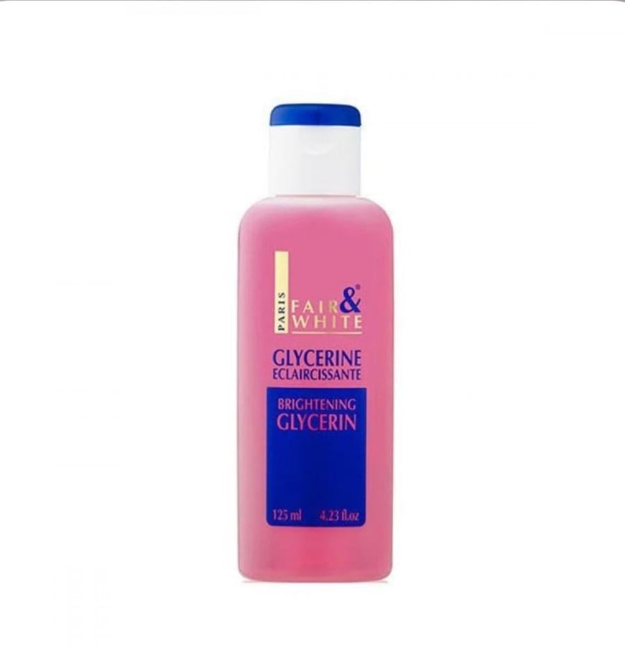 Fair and White brightening toner and lotion mixture rich in glycerin
