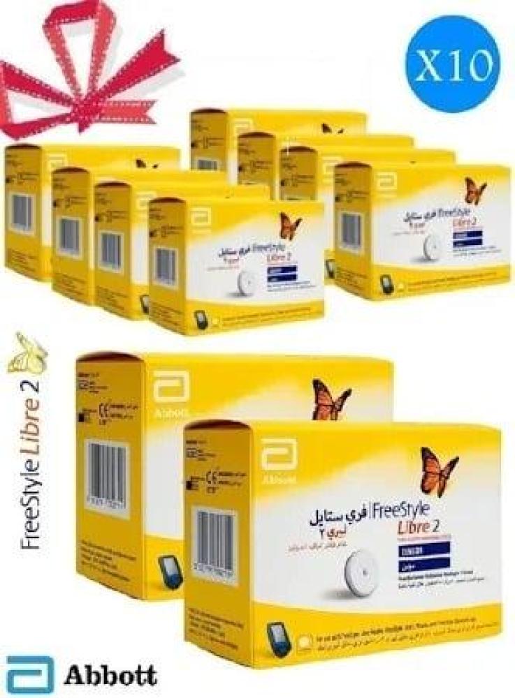 10 علب حساس سينسور فري ستايل الاصدار الثاني - حساس قياس السكر بالدم - مجس فري ستايل ليبرى 2 - Free Style Libre 2