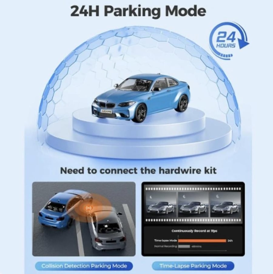 داش كام أزدوم بدقة 4K ثلاث قنوات أمامي وخلفي وداخلي M560 - أسود