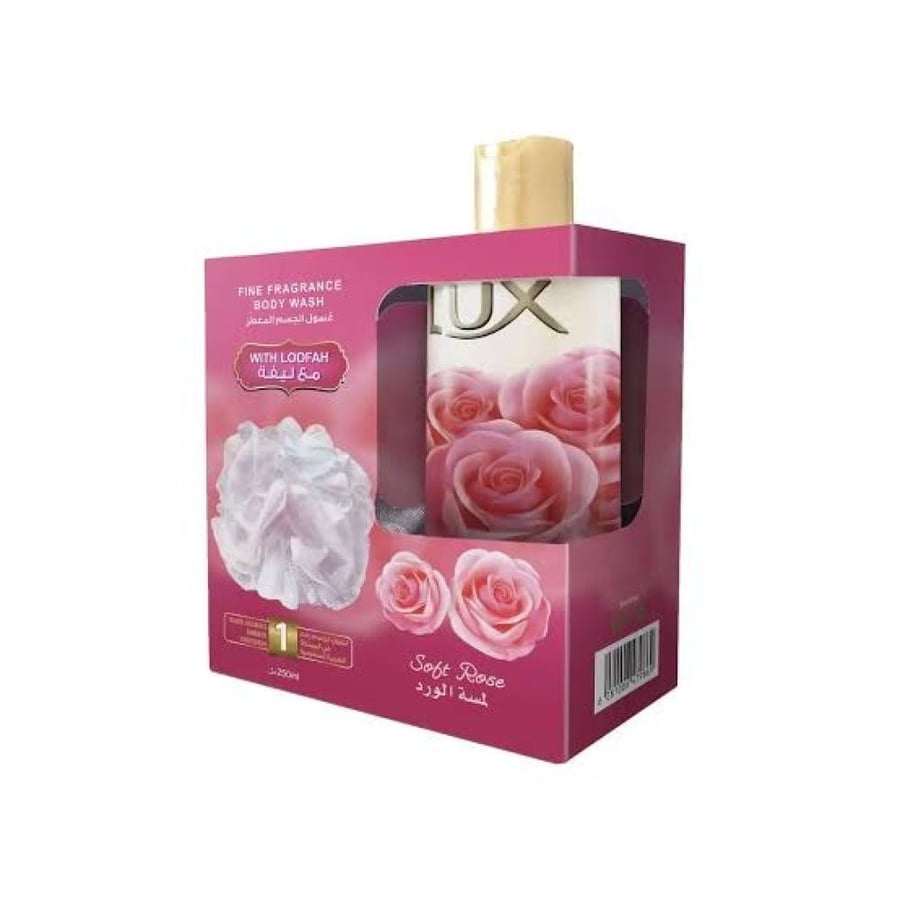Lux Soft Rose Body Wash With Loofah 250ml