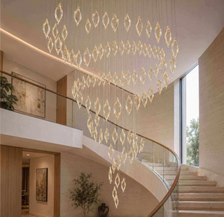 ثريا أوراق الكريستال المتدلية بأناقة ملكيةRoyal Elegance Hanging Crystal Leaves Chandelier