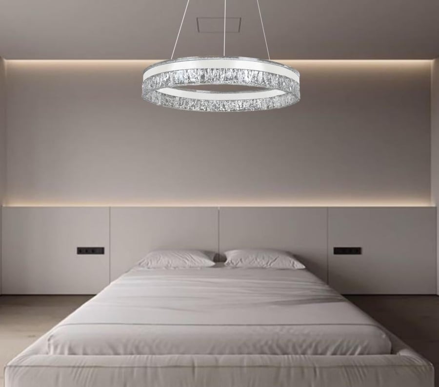 Modern white hanger, 80 cm size, lighting color, 3 lights, watt 105, size 800 mm