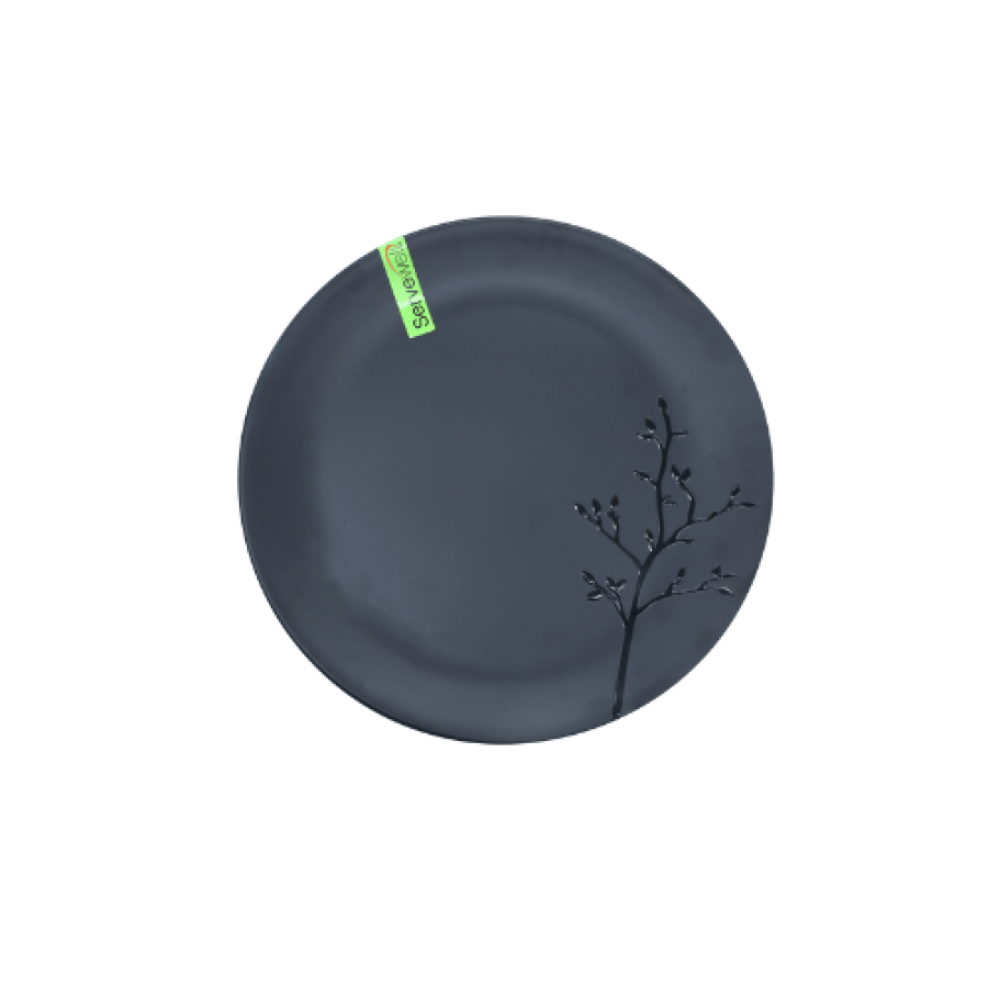 Servewell Melamine Black Matte Medium Plate 23Cm   - Made In India  - Made In India