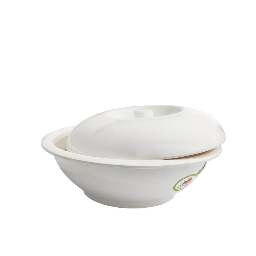 Servewell Melamine White Seving Bowl With Lid 25Cm   - Made In India  - Made In India