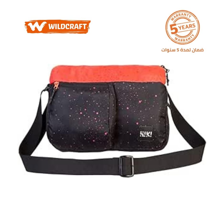 Wildcfrat Cross Body Campus Messenger Bag 13 Liter Capacity With Adjustable Strap, Main Zipper Compartment, quick access zippered external pocket and Padded mobile sleeve inside the bag Black| Made In India