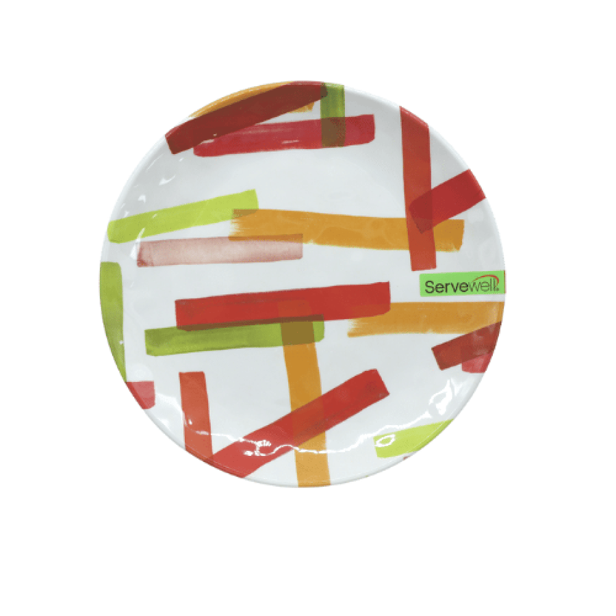 Servewell Melamine Red Cross Heavy Duty  Buffet Plate 11"   - Made In India  - Made In India