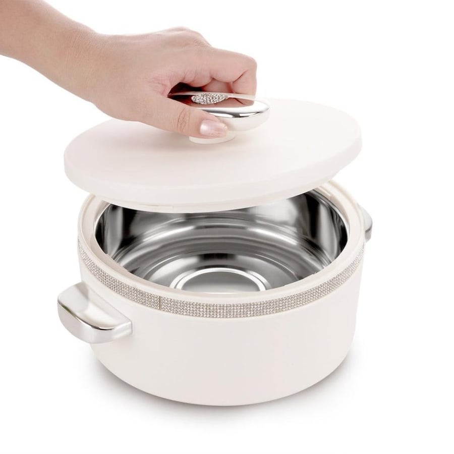 Nayasa Deluxe Saphire Insulated Stainless steel inside Casserole set of 3 pcs 2500,3500,5000 Milliliters Keeping food warm Up to 8 Hrs. Silver | Made in India